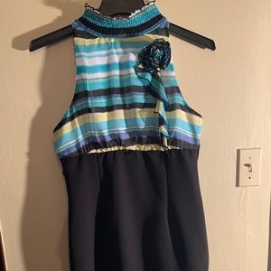 Sleeveless Striped Bodice w Black Bottom Skirt